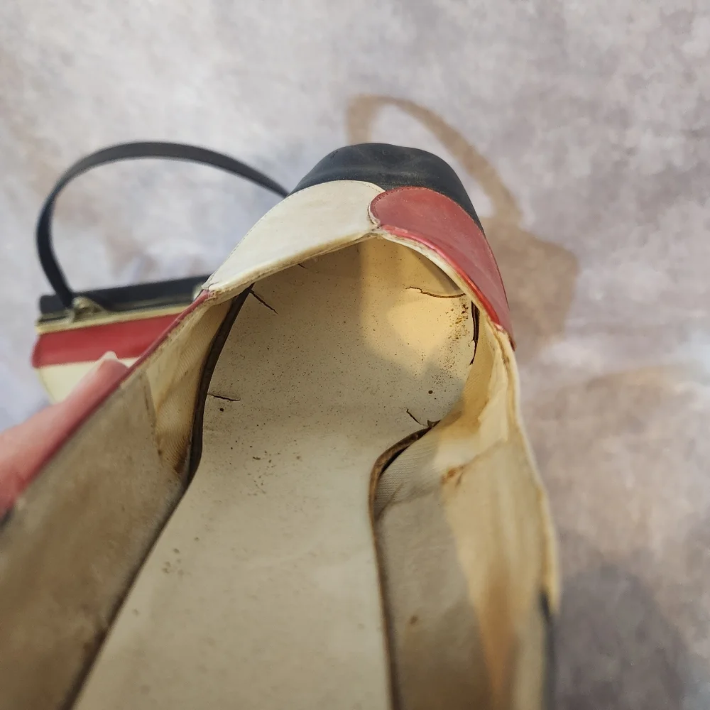 Vintage Red, White &‎ Navy Handbag and Heels Set Size 4.5